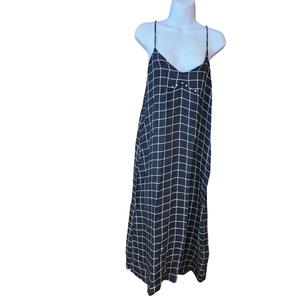Zara Black and White Checked Midi Slip Dress